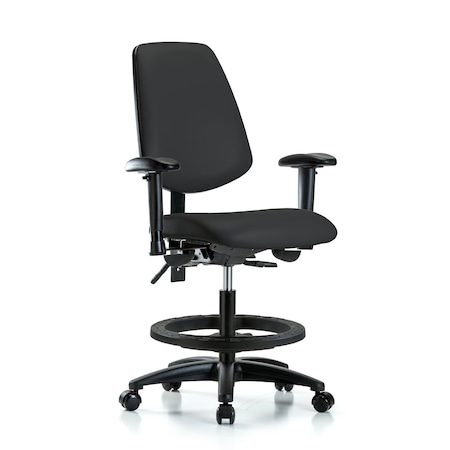Blue Ridge Ergonomics Medium Bench Chair Adjustable Arms, 22" to 29" Height, Vinyl, Black BR-VMBCH-MB-RG-T1-A1-BF-RC-8540