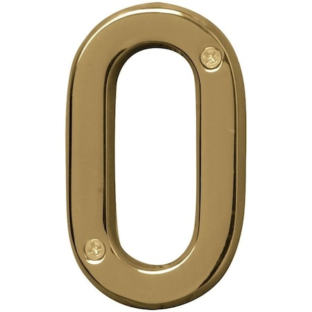 Hy-Ko Prestige Series House Number, Character: 0, 4 in H Character, Brass Character, Solid Brass BR-42PB/0