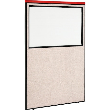 Global Industrial Interion Deluxe Office Partition Panel with Partial Window, 48-1/4"W x 97-1/2"H, Tan 695789DWTN