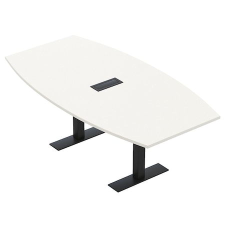 Skutchi Designs 7ft Boat Conference Table With Power | Harmony Series | 6 Person Meeting Room Table HAR-BOT-48X84-T.BK-W960-EBLK