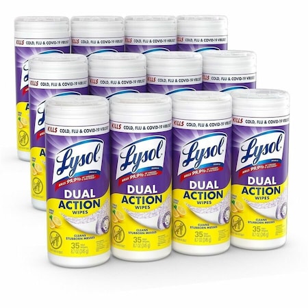 Reckitt Benckiser LYSOL, Dual Action Disinfecting Wipes, Citrus, 7 X 8, 35/canister 81143CT