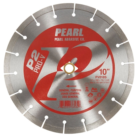 Pearl P2 Pro-V Segmented Blade For Concrete and Masonry 10in x .095 x 7/8in, 5/8in PV010S
