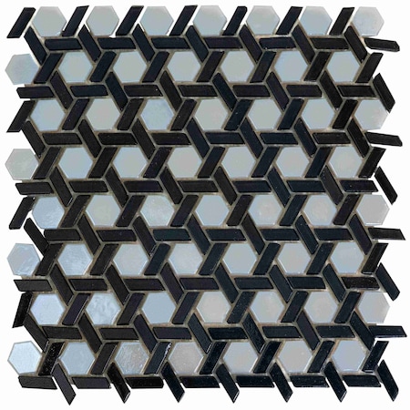 Apollo Tile Black 11.7 in x 11.9 in Glass Glossy Floor and Wall Mosaic Tile 9.67 sqft/case, 10PK APLAHX8823A