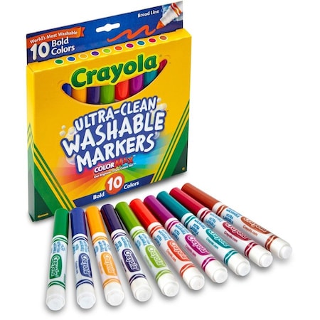 Crayola Ultra-Clean Washable Markers, Bold Colors, 10PK 587853