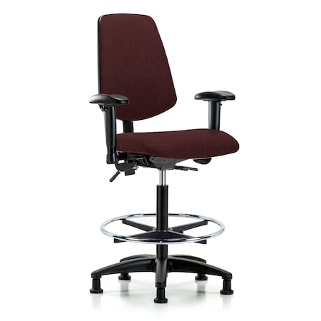 Blue Ridge Ergonomics Fab Hi Bench Chair, Med, Bk, CF, Glds, Bur, 6-Way Adjustable, 26" to 35-1/2" Height, Burgundy BR-FHBCH-MB-RG-T1-A1-CF-RG-F41