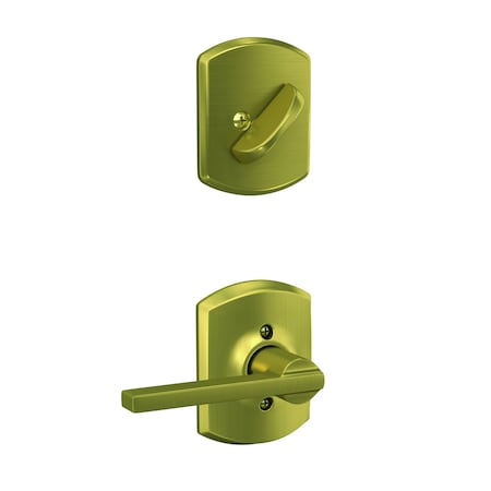 Schlage Residential Latitude Lever with Greenwich Rose Interior Active Trim with 12326 Latch and 10269 Strikes F59LAT608GRW