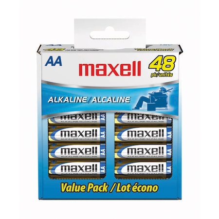 Maxell LR6 AA ALKALINE IN REUSABLE BOX LOOSE BATTERIES 48PK 723443