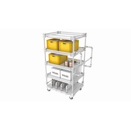 Trilogiq 5-Level Cart 4 Flanges Per Level With Vertical Storage Level And Vertical Handlebars. 49D-8