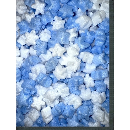 Bubblefast FunPak Blue & White Stars Packing Peanuts Plant Based Biodegradable Compostable 1.5 cu ft Bag FP 1.5-Blue & White Stars