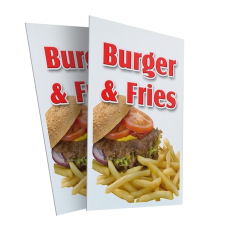 Signmission Burger & Fries, Plastic Signs Only 24 Inch x 36 Inch, Corrugated Plastic, 2PK CSB-2436-2PACK-Burger & Fries