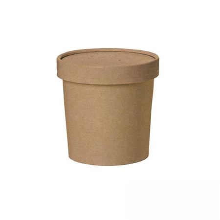 Omg 12 oz Brown Kraft Soup Cup with Lid - 3.5 Dia. x 3.4 in. OM2634261