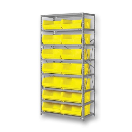 Pucel Bin Shelving Rack, 8-Shelf 14-Bin, 36 in W x 18 in D x 73 in H, Light Blue BR-1836-8-14