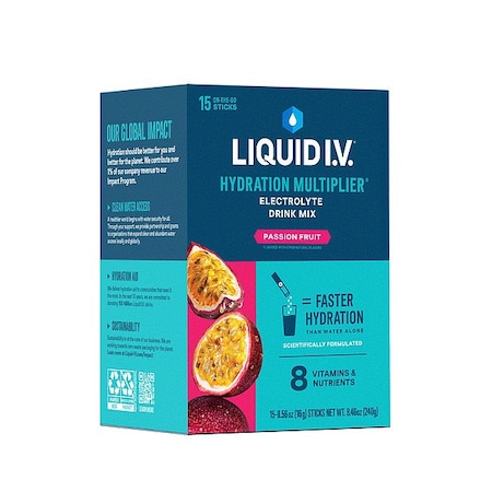 Liquid I.V. Sports Drink Mix, 0.6oz, PassionFruit, PK15 LVM-1503