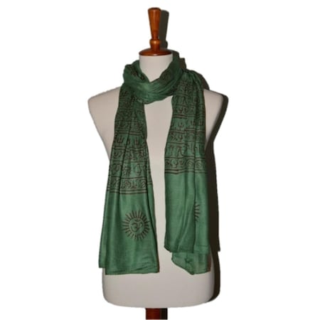 Cosa OM414013-Forestgreen OM Bhakti Prayer Shawl with Medium Color Base, Forest Green CO2444008