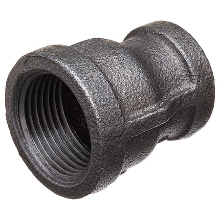 Zoro Select Straight Black Coated Malleable Iron Pipe Fitting, 1/4" x 1/8" Pipe, Female BSPT, Malleable Iron 793FA7