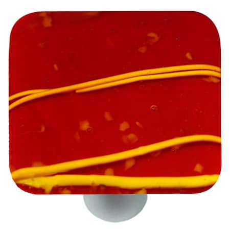 Towels Usa Mardi Gras Yellow with Red Square Glass Cabinet Knob - Aluminum Post TO2522008