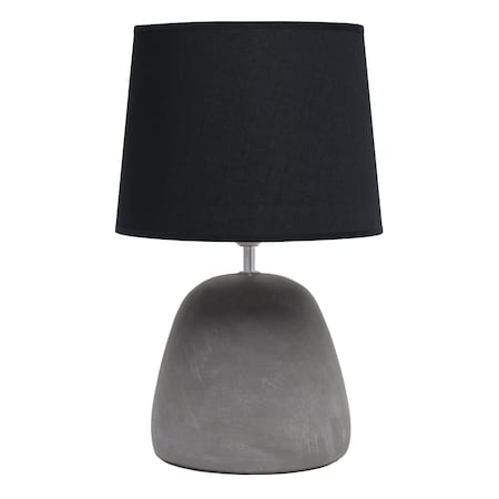 Homeroots 17" Gray Concrete Round Table Lamp With Black Drum Shade 643261
