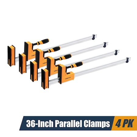 Powertec 36-Inch Parallel Clamps | 90 Degree Heavy Duty Steel Bar Jaw Clamp Spreader Tool, 4PK 72232-P2
