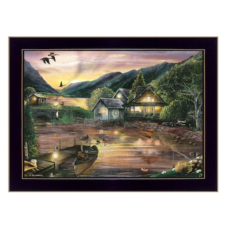 Homeroots Lakefront Camping II 1 Black Framed Print Wall Art 415878