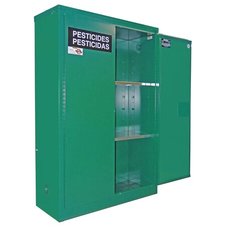 Securall Pesticide Storage Cabinet, 45 Gallon, 2 Shelves, 43 in W x 65 in H x 18 in D, AgGreen AG145