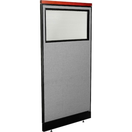 Global Industrial Interion Deluxe Office Partition Panel w/Partial Window and Raceway 36-1/4"W x 101-1/2"H Gray 695788DWNGY