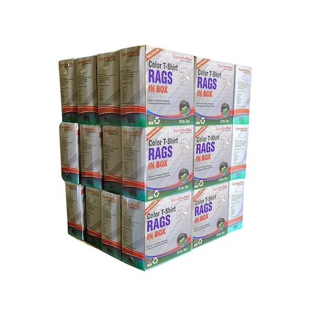 Supremeplus Recycled Color Knit T-Shirt Cleaning Rags, 1000 lbs. Pallet, 40 x 25 lbs. Compressed Box, 40PK SP-8186