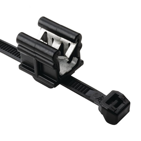 Hellerman Tyton Outside Serrated Cable Tie w/Edge Clip, 8.0" Long, EC19, 3 - 6 mm Panel, 50lb, PA66HS, Black, 500PK 156-00872