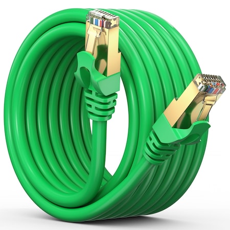 Maximm 12ft Flat Cat7 SFTP Shielded Ethernet Cable, Green CAT712FTGreen