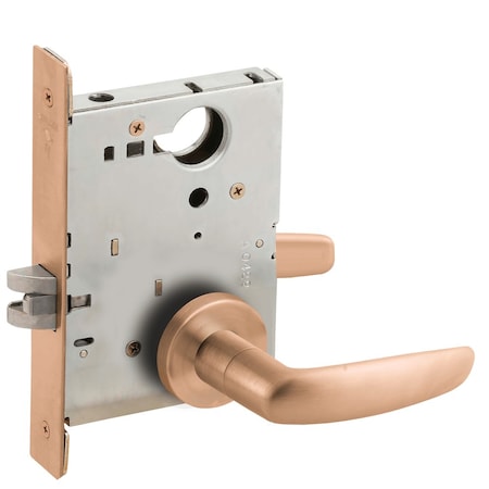 Schlage Grade 1 Mortise Passage Latch Lock, Non-Keyed, 07 Lever, A Rose, Satin Bronze Clear Coated Finish,  L9010 07A 612