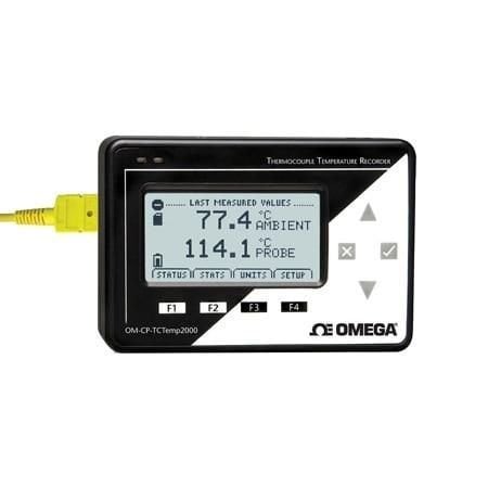 Omega Thermocouple Temperature Data Logger, Temperature, 2 Measurements, Ambient Temperature, TC, 130K Ma OM-CP-TCTEMP2000