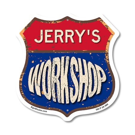 Signmission Jerry's Workshop, 18 Inch X 18 Inch, Plastic Sign SHI-P-18-489-JERRY
