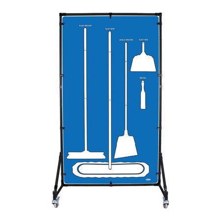 5S Supplies Housekeeping Shadow Board Broom Station V11, Blue / White, Broom + Stand, No Text HSB-V11-BLUE/WHITE-BO-STAND-NO TEXT