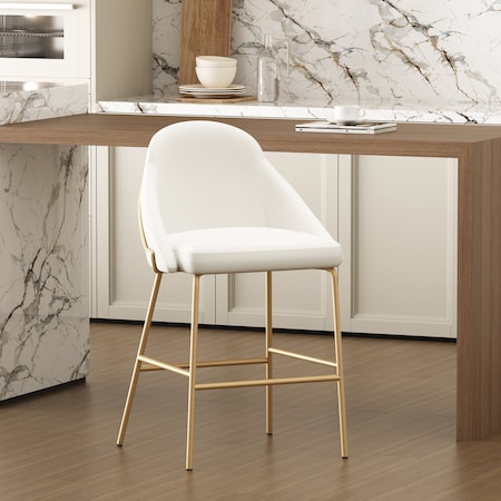 Manhattan Comfort Gracie Counter Stool  in White and Gold CS019-GWH
