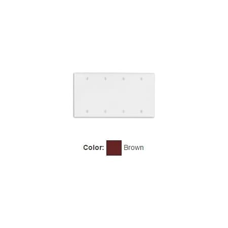 Leviton Blank Wallplate, Standard Size, Gang 4, Brown 85064