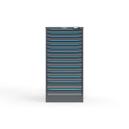 Strong Hold 14 drawer cabinet - (6x 2ft, 6x 3ft, 2x 5ft) - Blue accents - E-Lock w/ Tracking S3060-PPTAS-1401FS