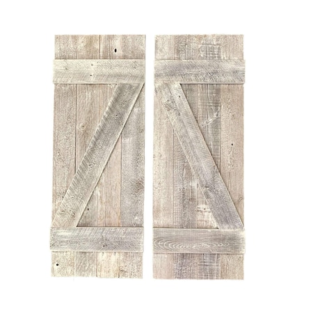 Homeroots Set Of Two Rustic Weathered Grey Wood Decorative Window Shutters, 2PK 380349