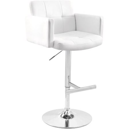 Lumisource Stout Adjustable Swivel Barstool and White Faux Leather BS-TW-STOUT W
