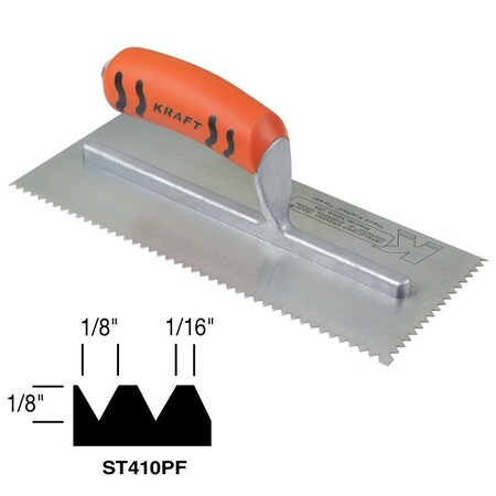 Kraft Tool Kraft Tools 1/8" x 1/8" x 1/16" Flat-top V-notch with ProForm Handle ST410PF