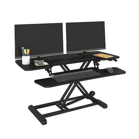 4Dock Standing Desk Riser, 28 in D X 34 in W X Black MT117M-2