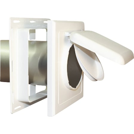 No-Pest 4'' White Plastic J-Block Dryer Vent Hood NPJW