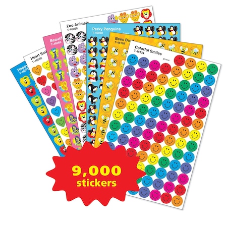 Trend SuperSpots & SuperShapes Stickers Assortment Pack, 100 Stickers Per Sheet, 90 Sheets T46913