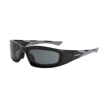 Crossfire Safety Glasses, Dark Smoke Lens, Shiny Black Frame, Full-Frame, 1 PR 2461 AF