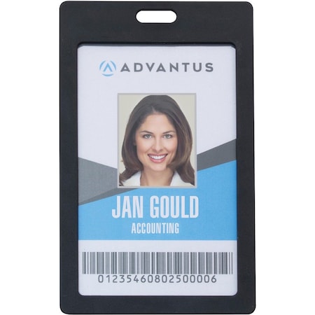 Advantus Vertical Rigid ID Badge Holder, Blk, PK6 97068