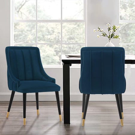 Manhattan Comfort Modern Eda Velvet Dining Chair in Midnight Blue DC073-BL