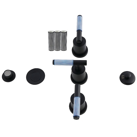 Kingston Brass Three-Handle Bidet Faucet with Knurled Handle and Brass Pop-Up, Matte Black KB6320KPS