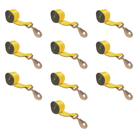 Mytee Products 2inx27'Winch Straps w/Flat Snap Hook for Flatbed Utility Trailer 3333lbs WLL, 10PK WS227SHx10