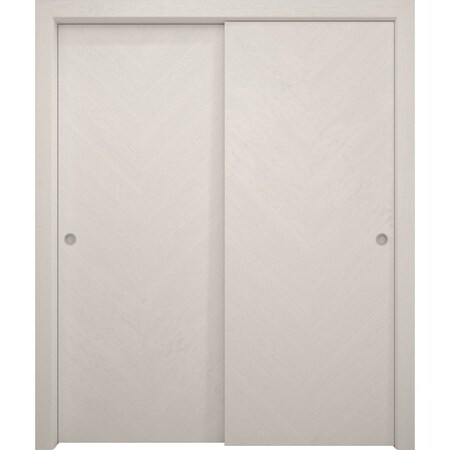 Sartodoors Sliding Closet Bypass Doors 36 x 80 inches, Ego 5005 Painted White Oak, Rails Hardware Set, Wood EGO5005DBD-PWO-36