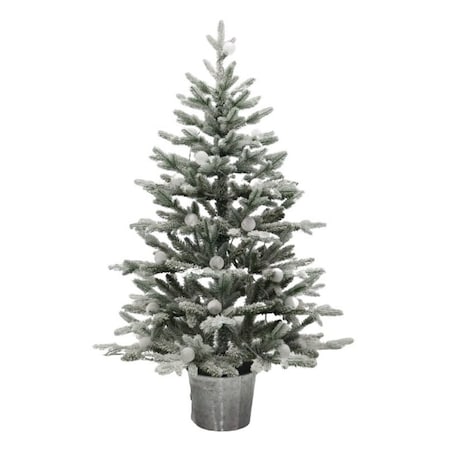 Santas Forest Snowy Spruce Potted Tree w/Light, 4 ft H, G40 Bulb, Multi/Clear Light 33905