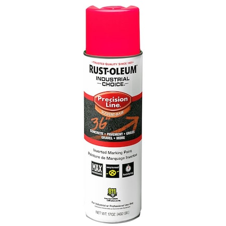 Industrial Choice 17 Oz. Rust-Oleum Fluorescent Pink M1600 System SB Precision Line Marking Paint 1661838V