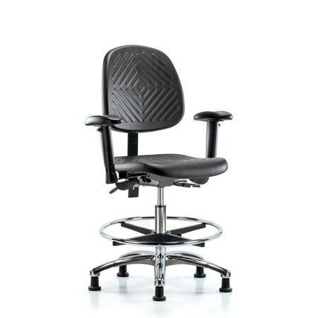 Blue Ridge Ergonomics Bench Chair, Poly, Med, Bk, CF Gld, 6-Way Adjustable, 19-1/2" to 27-1/2" Height, Black; Blue BR-PMBCH-MB-CR-T1-A1-CF-RG